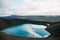 beautiful scenic landscape with majestic volcanic lake in iceland, krafla,