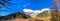 Beautiful scenic landscape view of mountain with clear cloudy blue sky background in autumn at kamikochi national park Japan