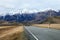 Beautiful scenic mountain view and asphalt ways in arthur pass n