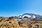 Beautiful scenic of Sanxiantai arch bridge with blue ocean with Three saint island in behind at Chenggong district