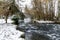 Beautiful and scenic shallow stream of Don river flowing through Seaton Park, Aberdeen, Scotland