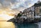 Beautiful scenic sunset over Amalfi Coast viewed from the town of Minori, Campania, Italy