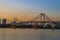 Beautiful scenic twilight time of rainbow bridge odaiba harbor t