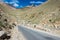 Beautiful scenic view from Between Khardung La Pass 5359m and Leh in Ladakh, India.
