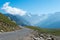 Beautiful scenic view from Rohtang La Rohtang Pass in Manali, Himachal Pradesh, India.