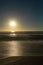 Beautiful scenic view of sea with sunsetting over horizon and copy space