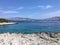 A beautiful scenic view of the turquoise colour water of a remote beach on Korcula island in Croatia.