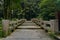 Beautiful scenics of long step cement bridge with stunning green forest