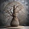 Beautiful sculpture created with pebbles and branches - ai generated image