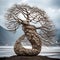 Beautiful sculpture created with pebbles and branches - ai generated image