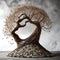 Beautiful sculpture created with pebbles and branches - ai generated image