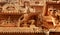Beautiful sculptures on the first tower -gopura-of Brihadisvara ancient Temple in Thanjavur, india.