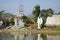 Beautiful  sculptures  in the middle  of the pond in Rajshahi  zia shihu park