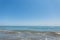 Beautiful sea and clear blue sky in daytime for background. Ocean horizon. Summer.