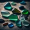 Beautiful sea glass in different sizes - ai generated image