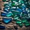 Beautiful sea glass in different sizes - ai generated image