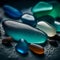 Beautiful sea glass in different sizes - ai generated image