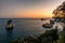 Beautiful sea landscape near Parga in Greece at sunset