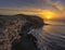 beautiful sea landscape - sunset over a rocky ocean cliff.Punta Papagayo