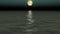 Beautiful Sea And Moon. Night Sky. Looped