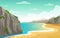 Beautiful Sea Panorama Beach Coast Bay Ocean Landscape Illustration