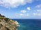 Beautiful sea and rocks vew over horizon in Cala Llonga bay, Me