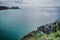 Beautiful sea scenery at Minack Theatre on a sunny day in Cornwall, Porthcurno, England