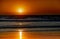 Beautiful sea on a sunset background. Sundown. Seascape