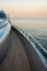 Beautiful sea view from the starboard side of a luxury yacht at sunset / sunrise