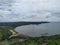 Beautiful sea view from the top of the hill in the Ciletuh geopark area, Sukabumi, West Java