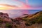 The beautiful seaford beach with a pastel sunset in south Australia