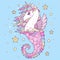 Beautiful seahorse unicorn. Fantastic animal. Vector illustration