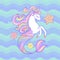 A beautiful seahorse unicorn with a radiant mane. Vector