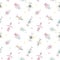 Beautiful seamless baby girl pattern with cute hand drawn watercolor robots. Stock illustration.