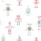 Beautiful seamless baby girl pattern with cute hand drawn watercolor robots. Stock illustration. Autotraced vector.