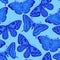 Beautiful seamless background, blue butterfly.