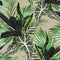 Beautiful seamless floral pattern background with tropical bright palm leaves and exotic ficus plants.