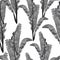 Beautiful seamless floral pattern with tropical bananas leaves, jungle leaf. Black and white wallpaper.