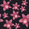 Beautiful seamless floral summer pattern background with tropical orchid flowers.