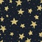 Beautiful seamless night sky pattern with textured stars, hand drawn