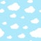 Beautiful seamless pattern clouds continuous on light blue background. Repeatable graphic printed design for any product.