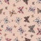 Beautiful seamless pattern of cute butterflies