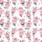 Beautiful seamless pattern of cute pigs with hats