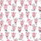 Beautiful seamless pattern of cute pigs with hats