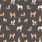 Beautiful seamless pattern with cute watercolor hand drawn dog breeds Cocker spaniel Greyhound Basset hound Poodle