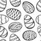 Beautiful seamless pattern of doodle easter eggs Isolated sketch. design background greeting cards and invitations to the Easter