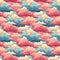 beautiful seamless pattern of fluffy pink and blue clouds. design for print, textile, fabric