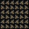 Beautiful seamless pattern of flying bees shiny gold and black print with precious rhinestones, embroidery and jewelry.