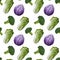 Beautiful seamless pattern with gouache hand drawn cabages on white. Stock illustration. Healthy food painting for