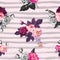 Beautiful seamless pattern with half-colored bunches of wild rose flowers against pink background with gray horizontal